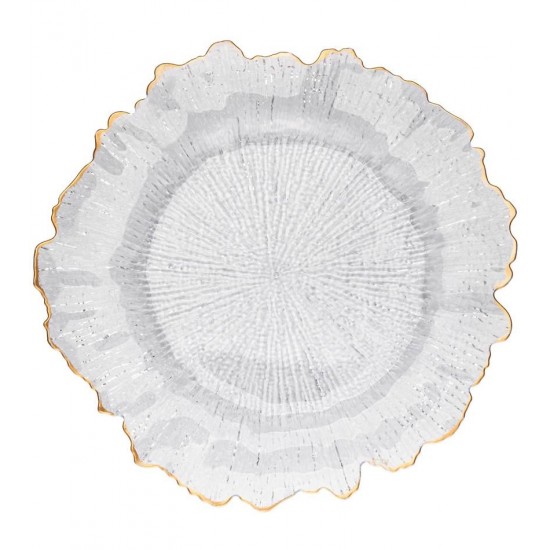 Sousplat 32cm de Plástico Com Fio De Ouro